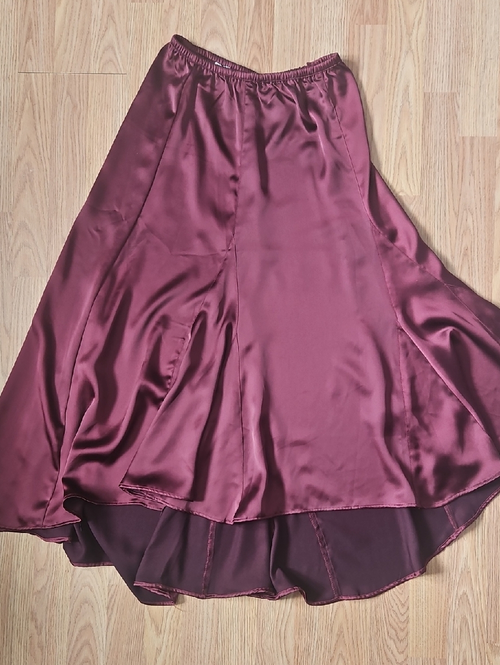 Max Studio Burgundy High-Low Satin Skirt
